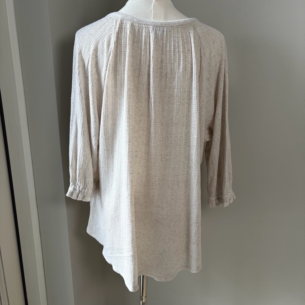 Lucky Brand Waffle Knit Henley Blouse Top - Picture 3 of 12